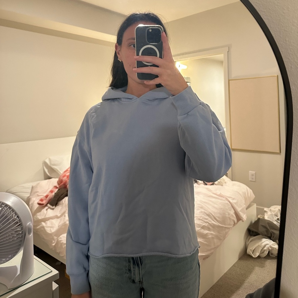 Abercrombie Light Blue Cutoff Hem Hoodie